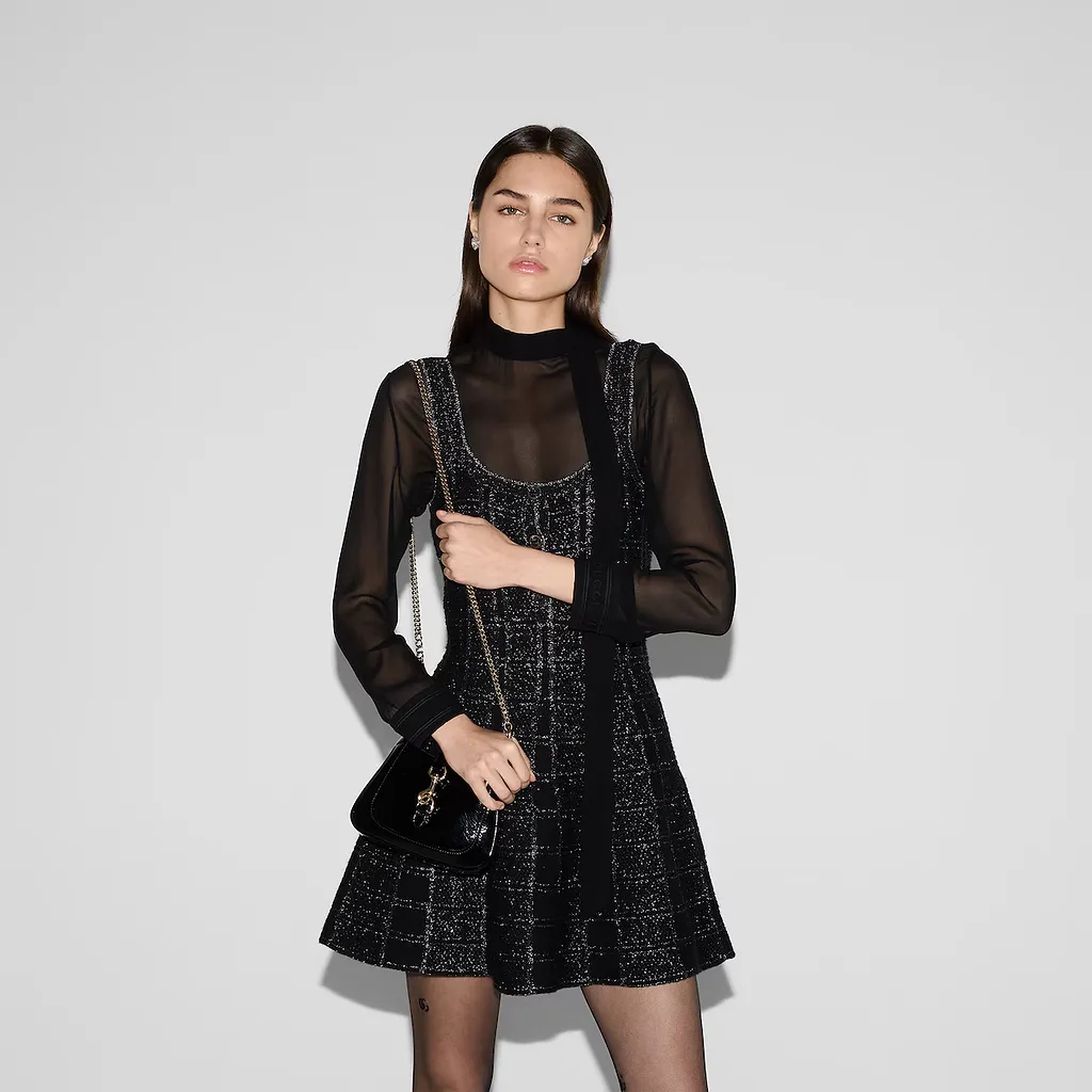 Wool And Lamé Check Jacquard Dress