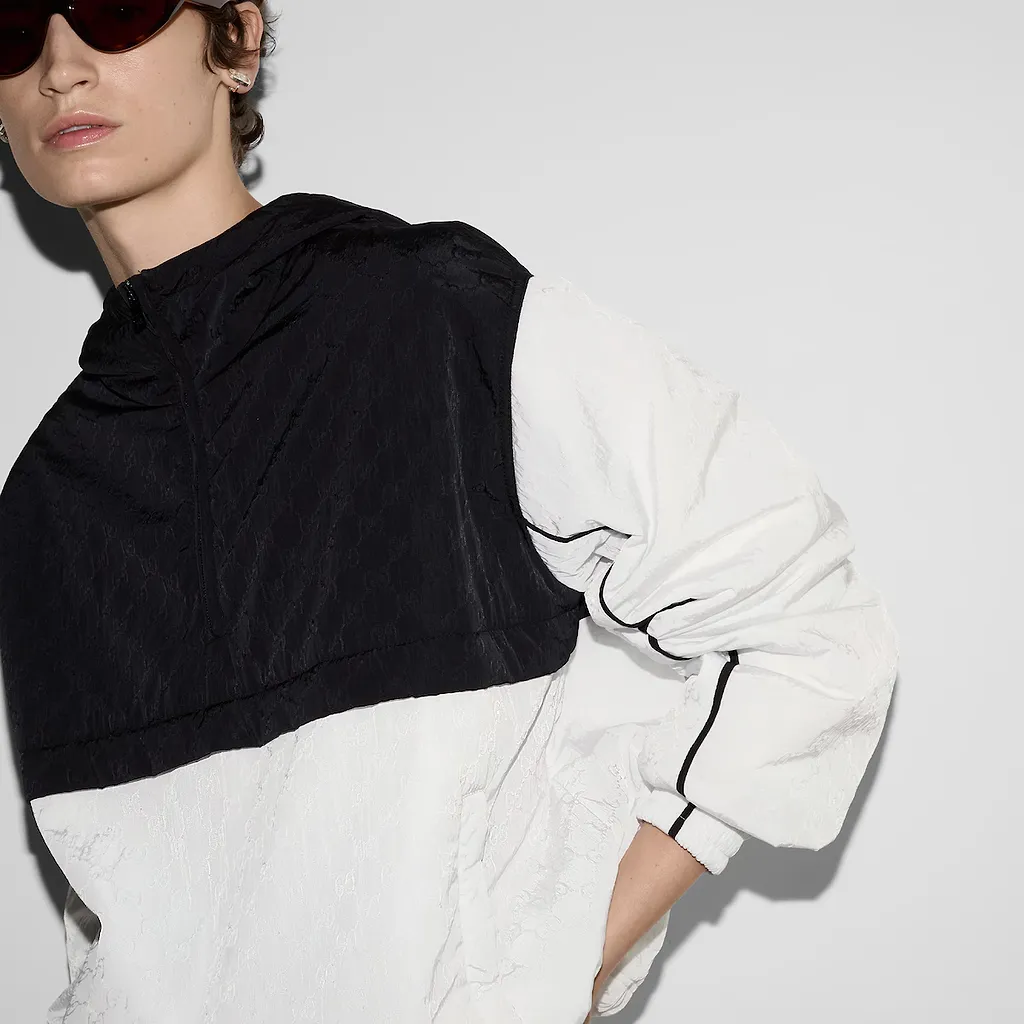 Gg Nylon Hooded Zip Jacket