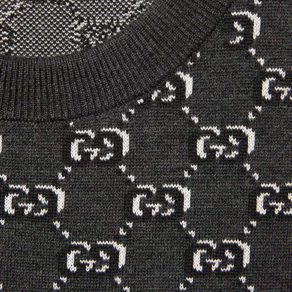 Wool Jacquard Sweater With Gg Shadow