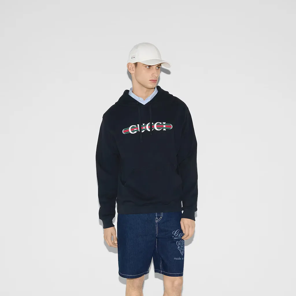 Printed Cotton Jersey Hooded Sweatshirt