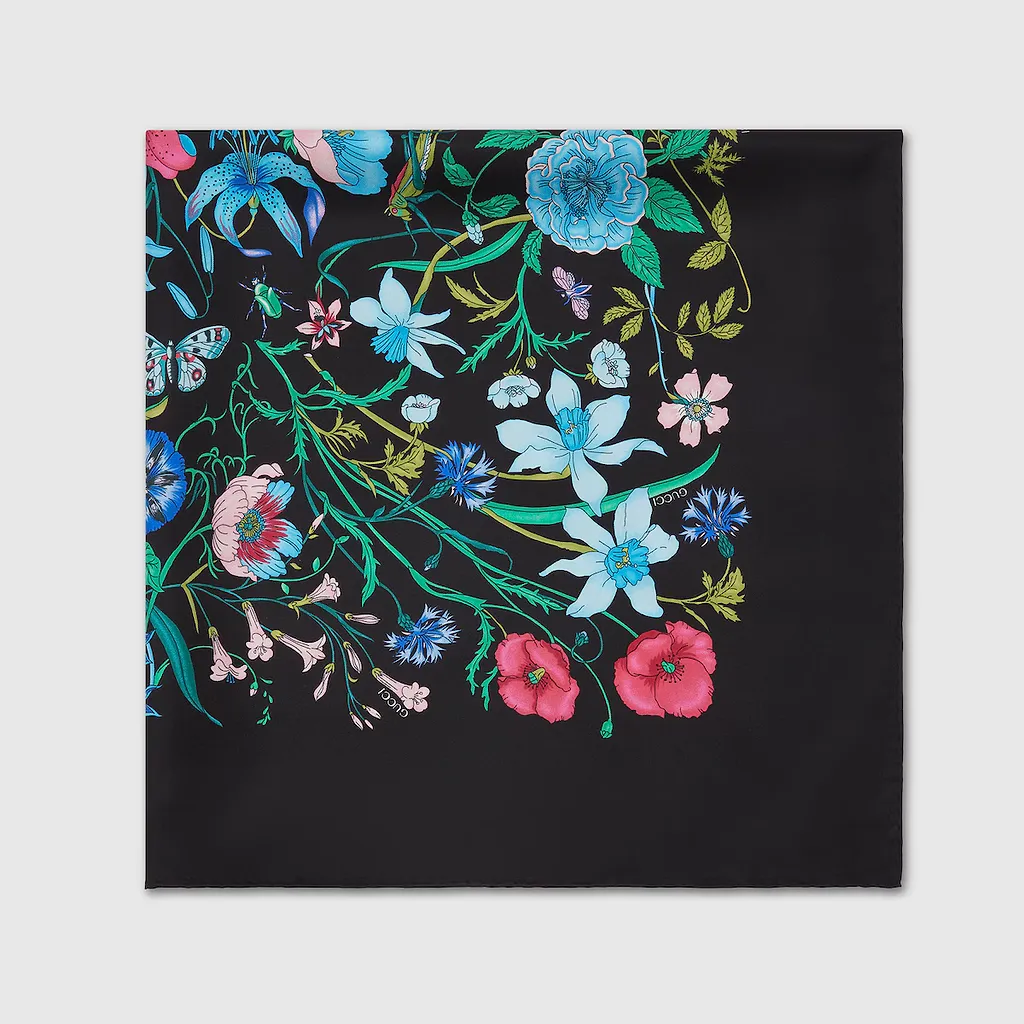 Gucci Flora Print Silk Twill Carré