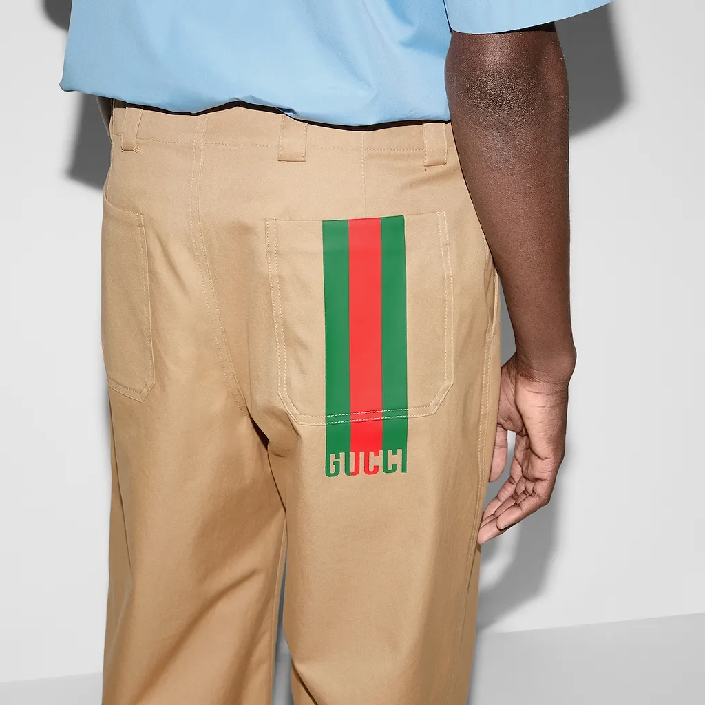 Compact Cotton Twill Trousers With Web