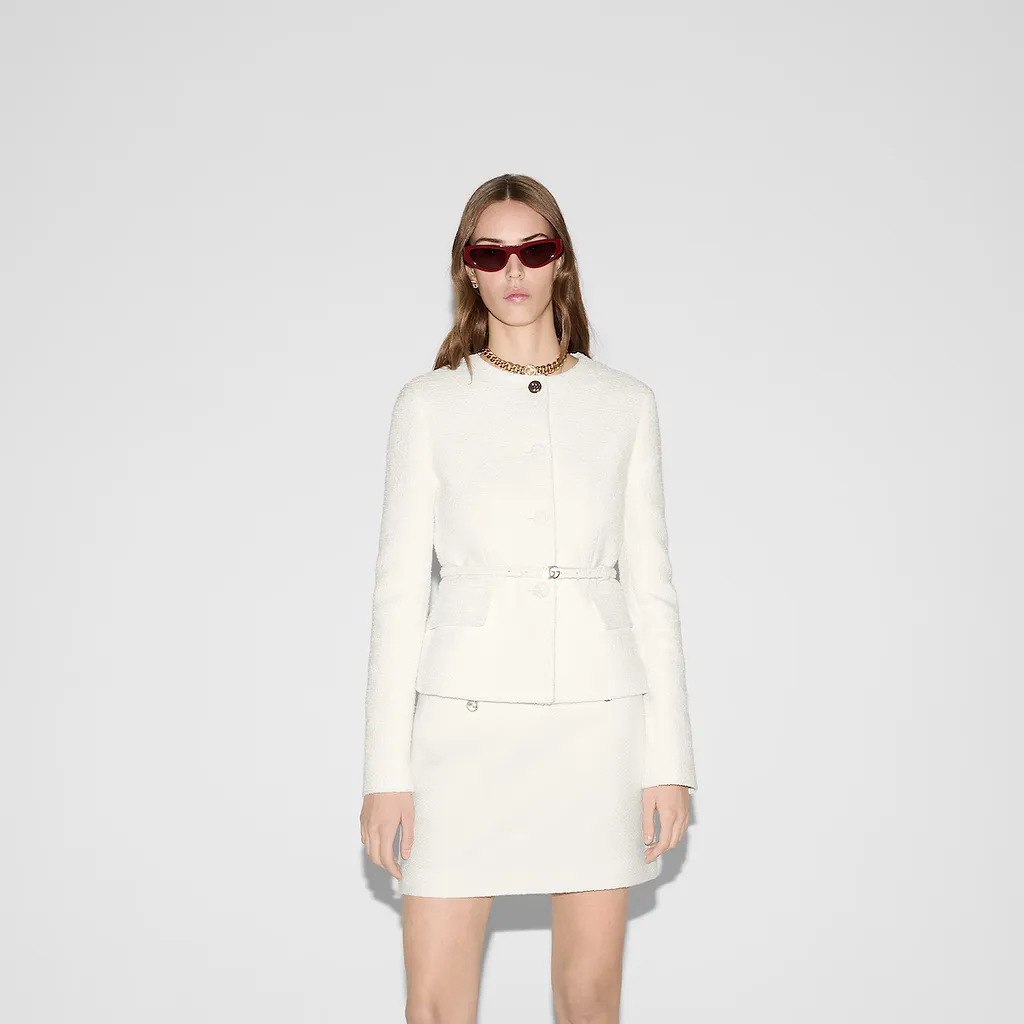 Cotton Bouclé Belted Jacket