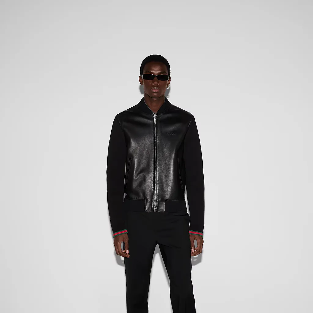 Nappa Leather And Knit Bomber Jacket