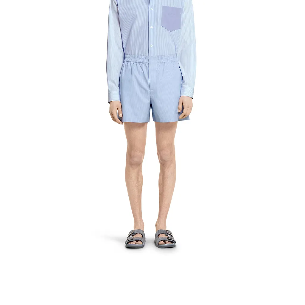 Striped Cotton Shorts With Embroidery
