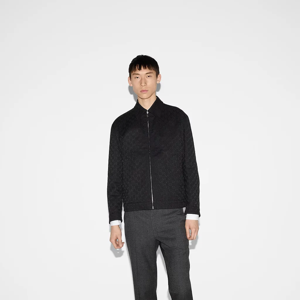 Reversible Nylon And Gg Canvas Jacket