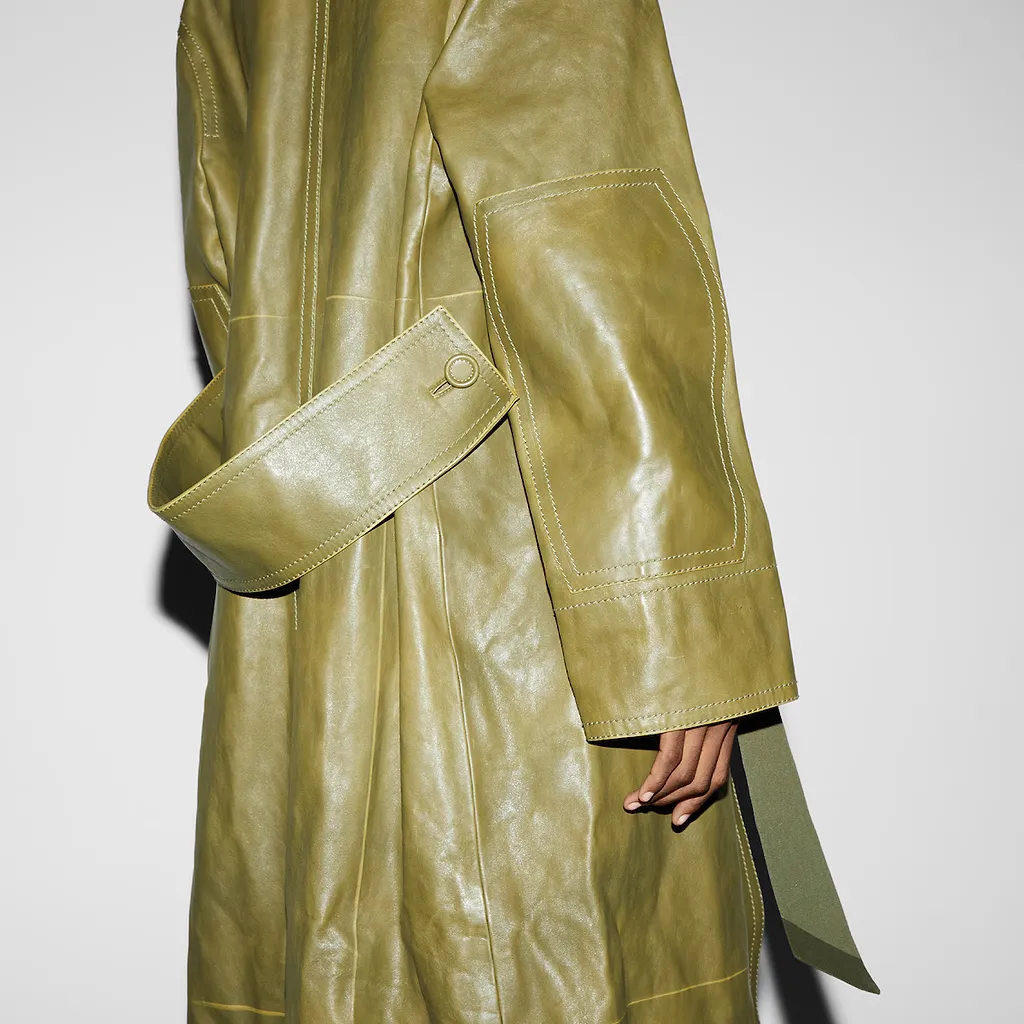Leather With Bleached Effect Coat