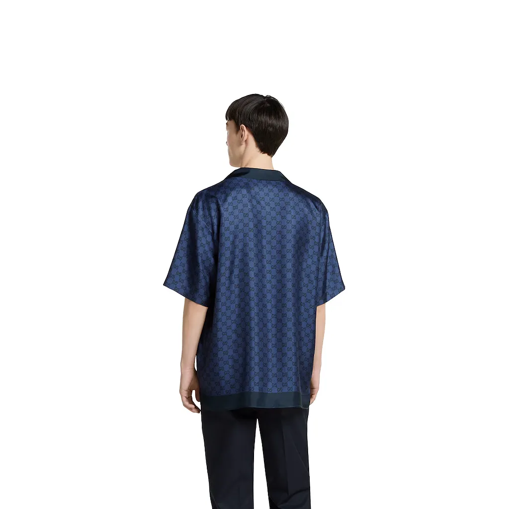 Printed Silk Twill Bowling Shirt
