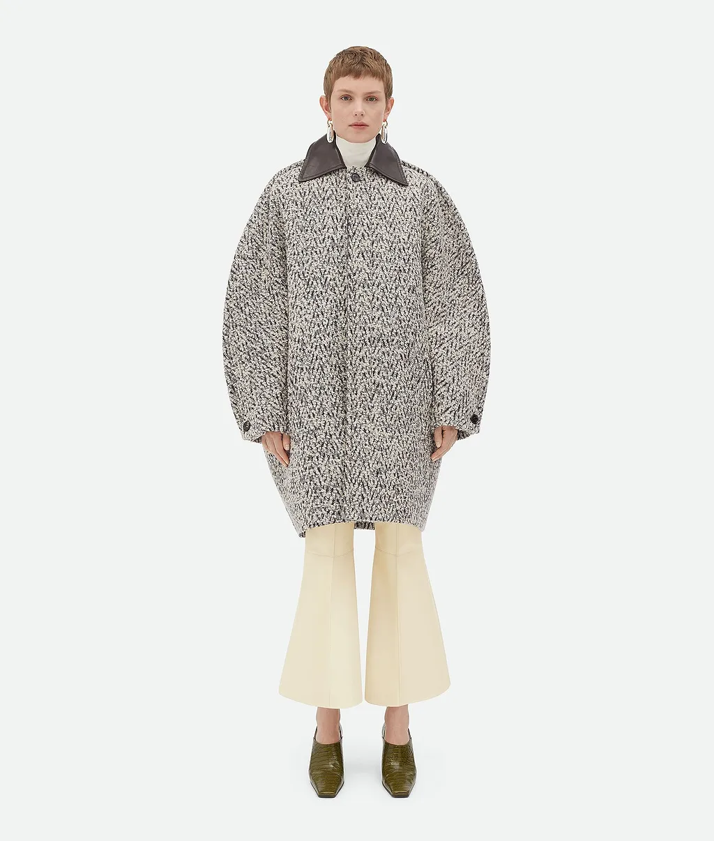 Wool Boucle Chevron Coat