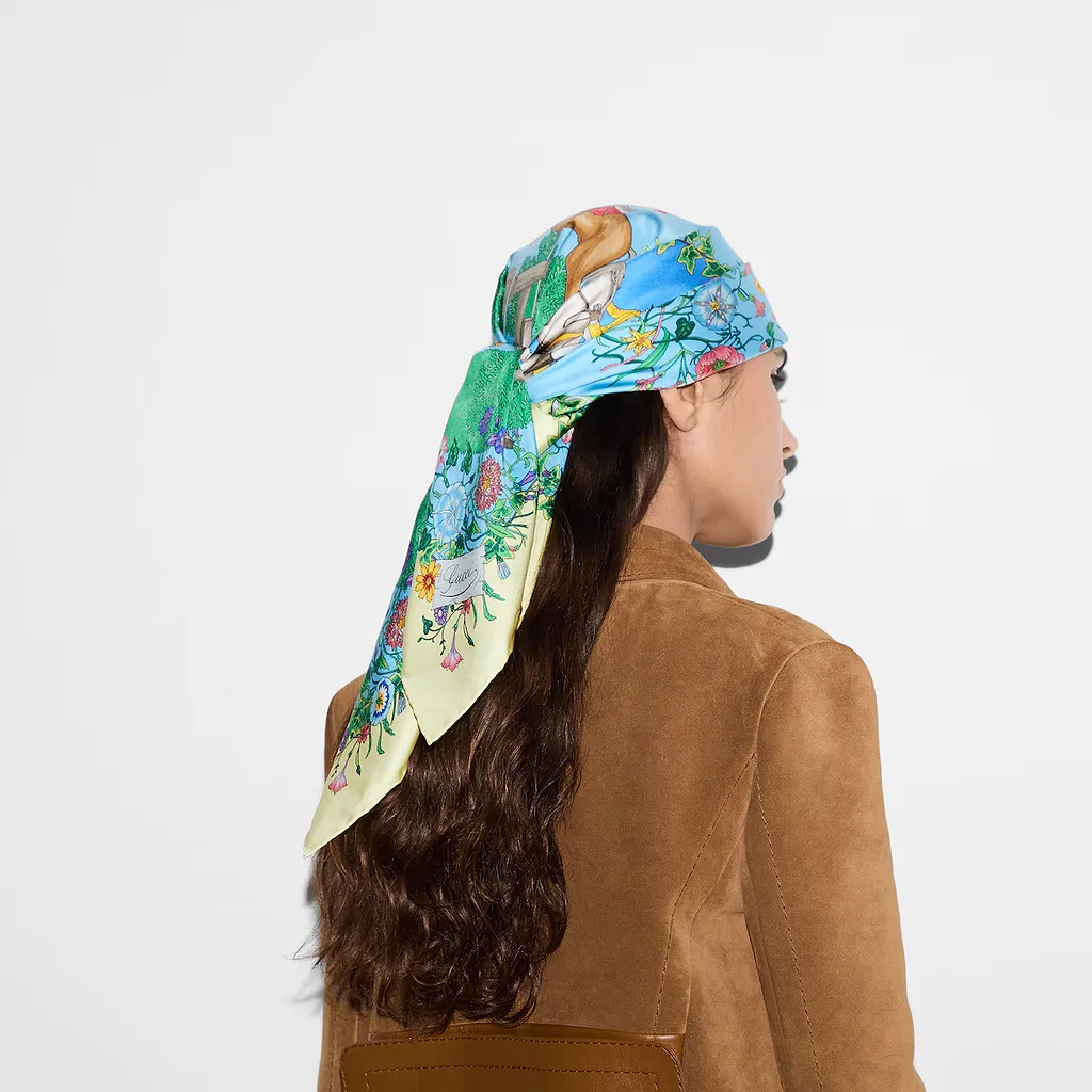 Allover Floral Print Silk Carré