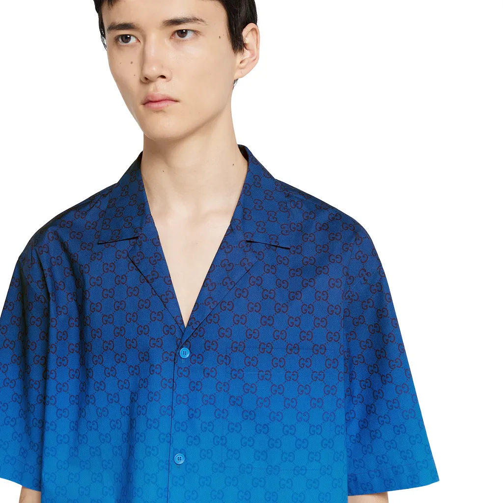 Printed Cotton Poplin Bowling Shirt