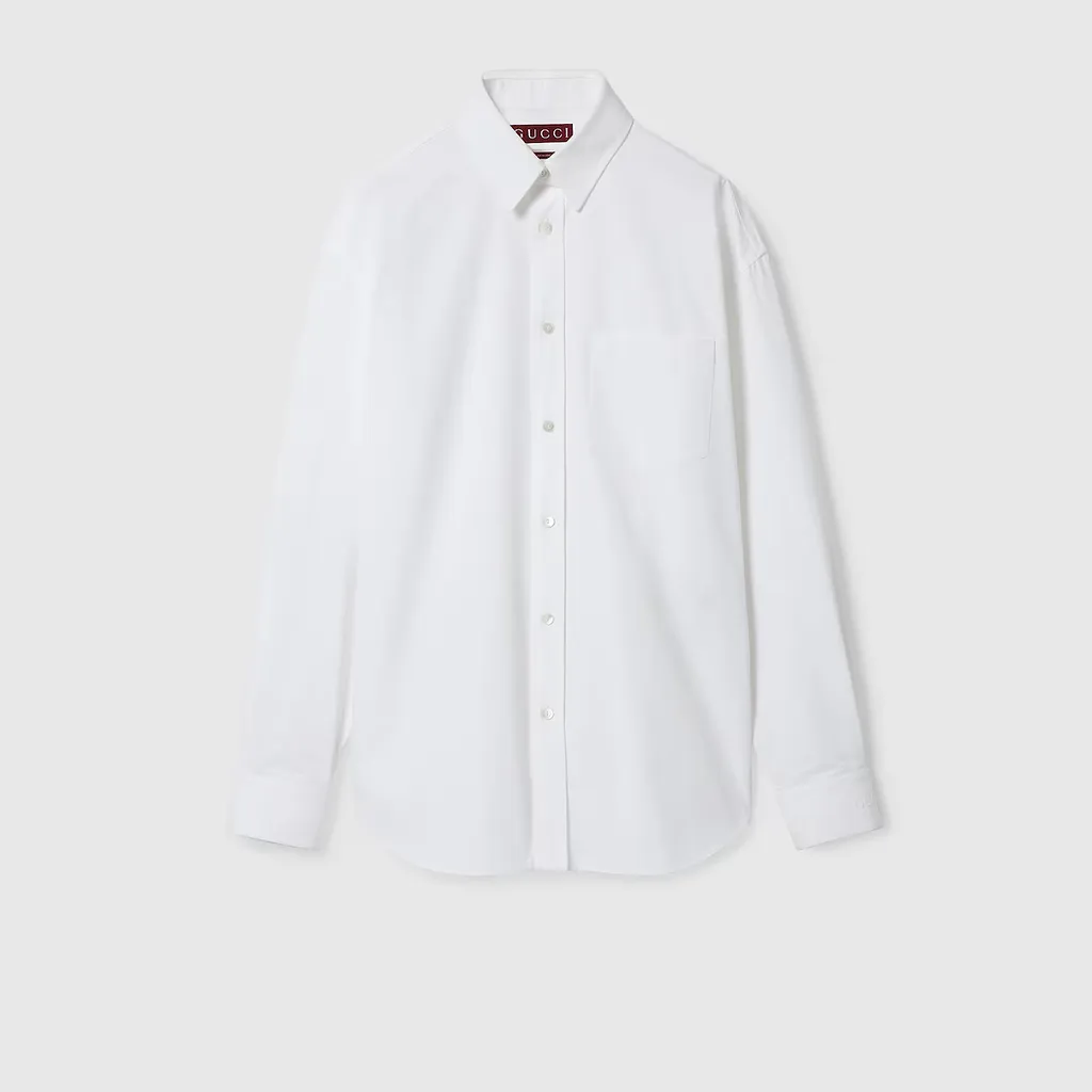 Cotton Poplin Shirt With Gucci Detail