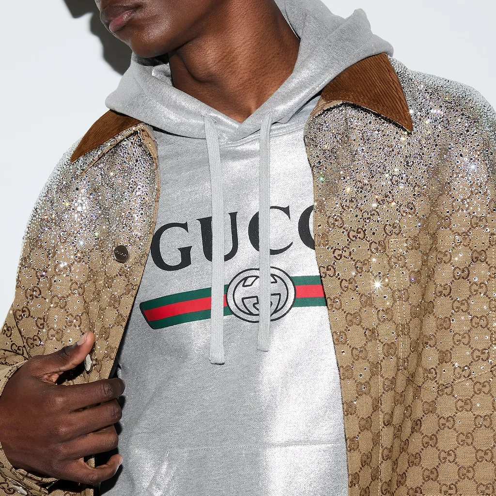 Printed Cotton Jersey Hooded Sweatshirt