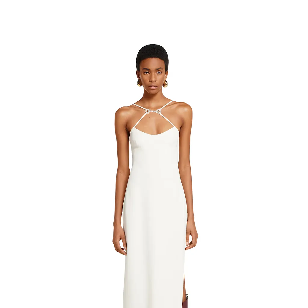 Long Silk Dress With Crystal Horsebit