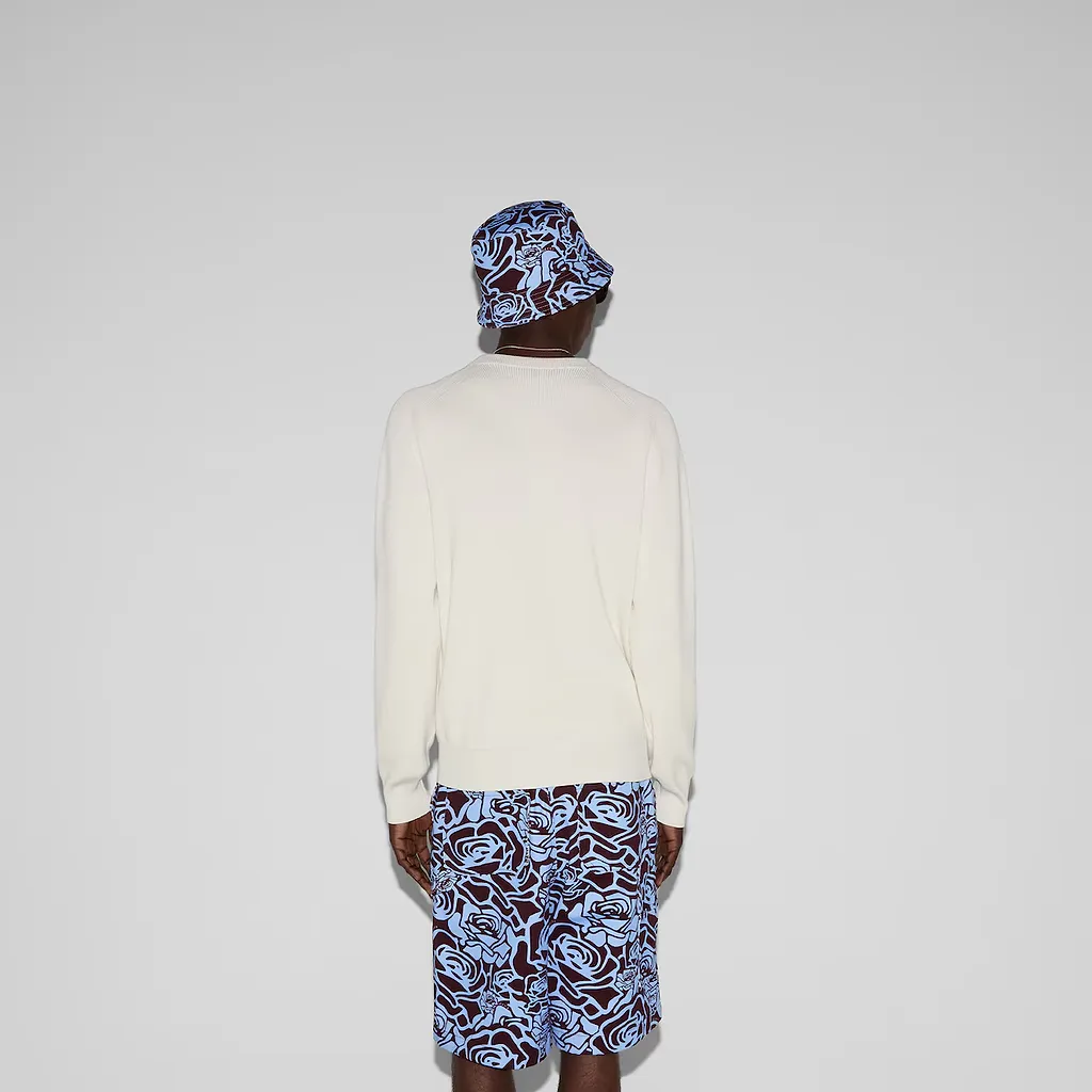 Silk Cotton Jumper With Intarsia