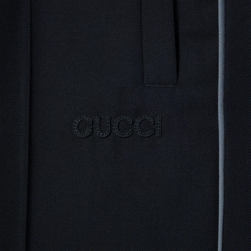 Embroidered Wool Twill Pant