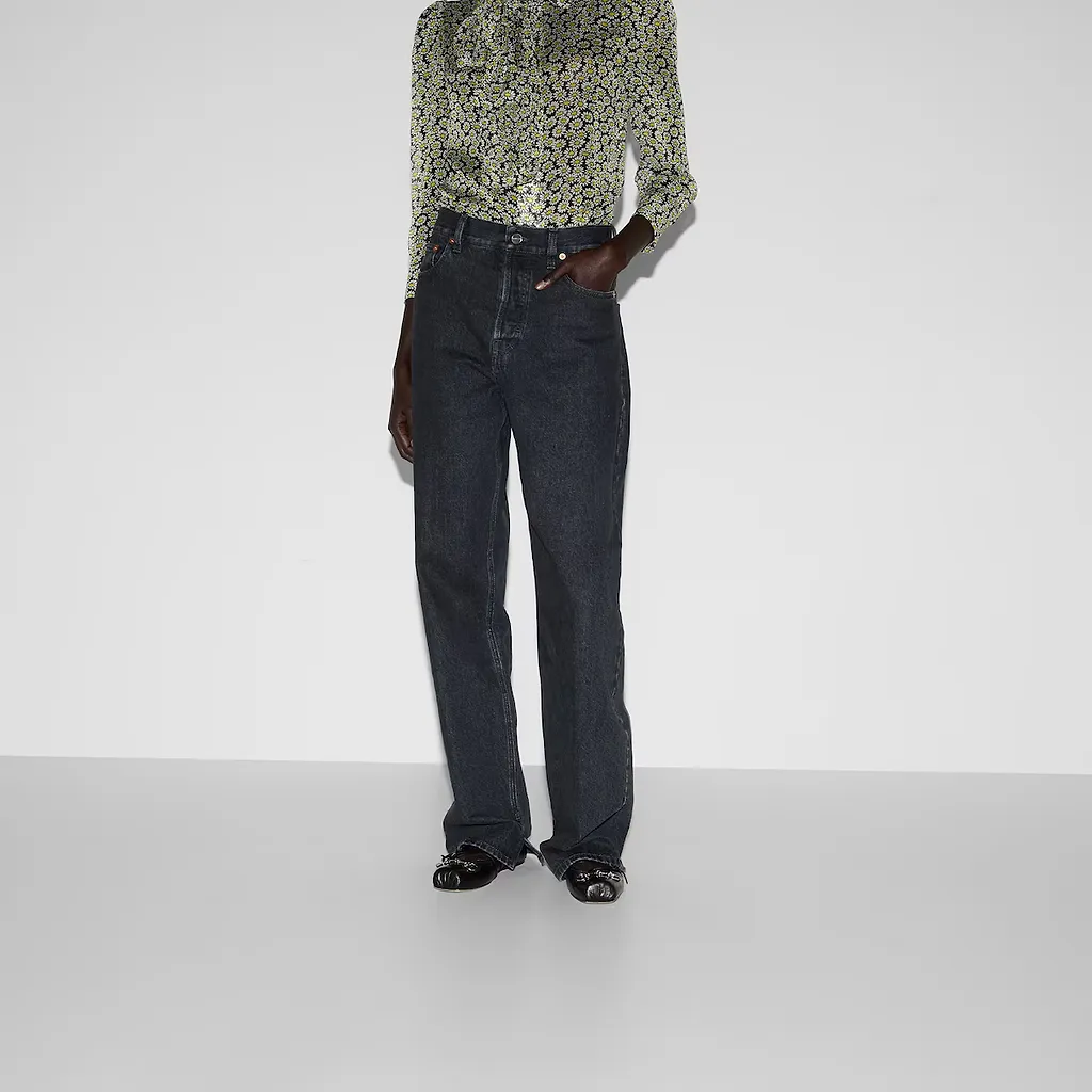 Denim Pant With Gucci Label