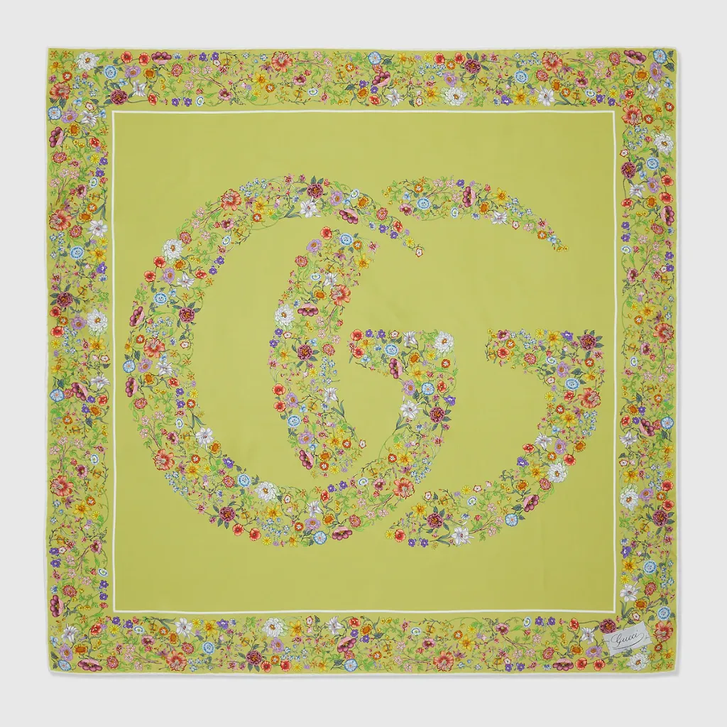 Double G Floral Print Silk Carré
