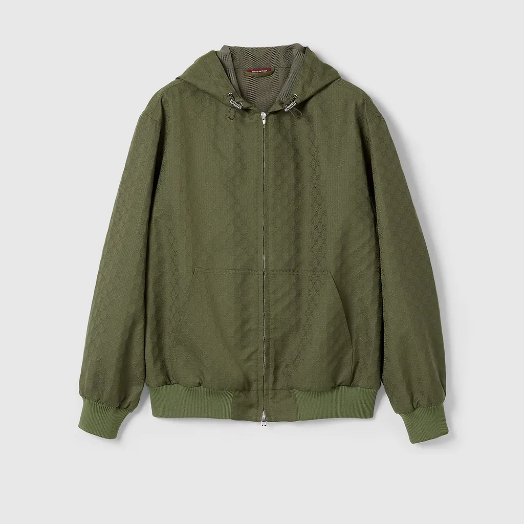 Gg Cotton Ripstop Hooded Jacket