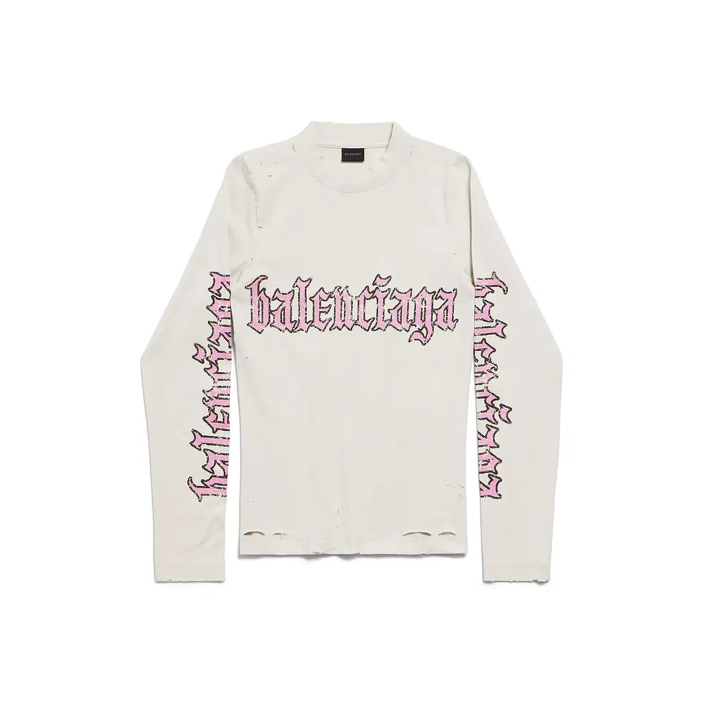 Blackletter Script Fitted Long Sleeve T-Shirt