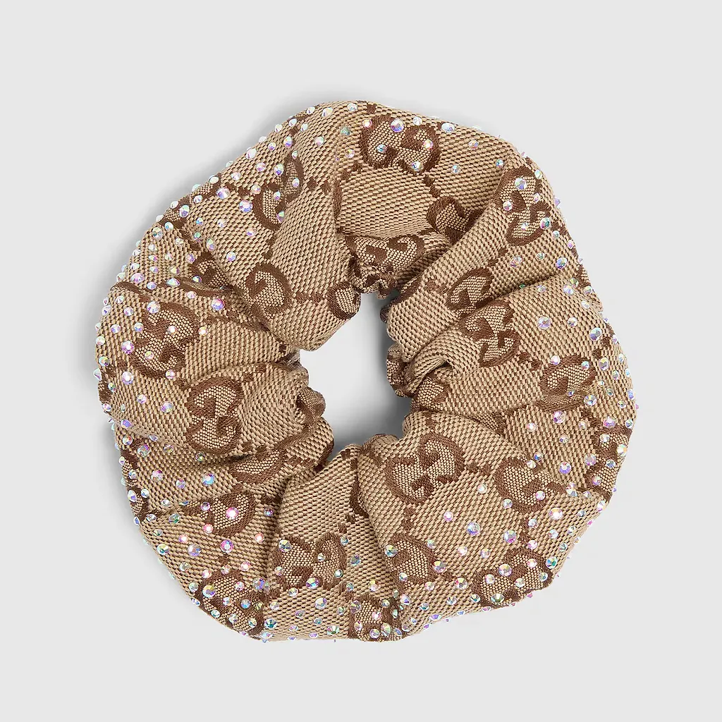 Gg Canvas Scrunchie With Crystals
