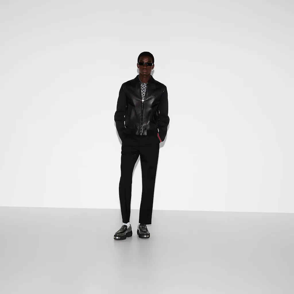 Nappa Leather And Knit Bomber Jacket