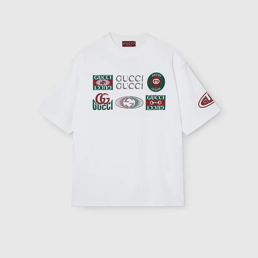 Cotton Jersey T-Shirt With Gucci Print