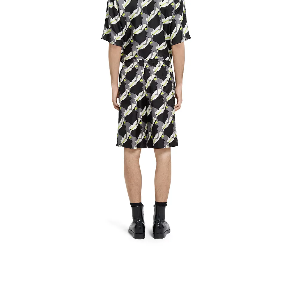 Printed Silk Twill Shorts