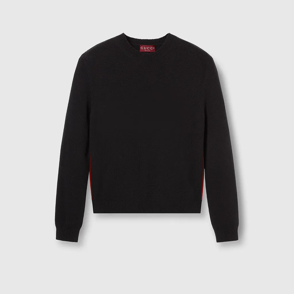 Cashmere Sweater With Web Intarsia