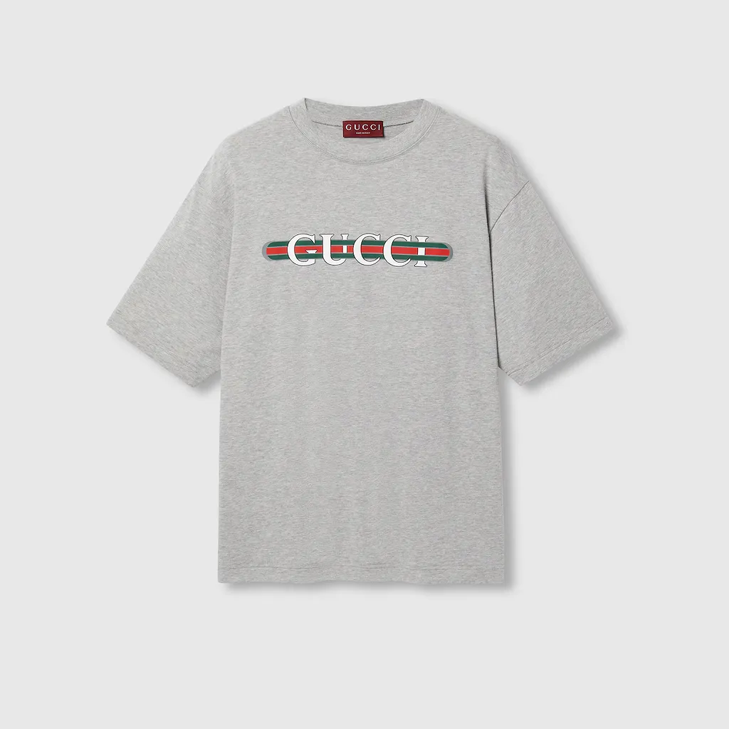 Cotton Jersey T-Shirt With Gucci Print