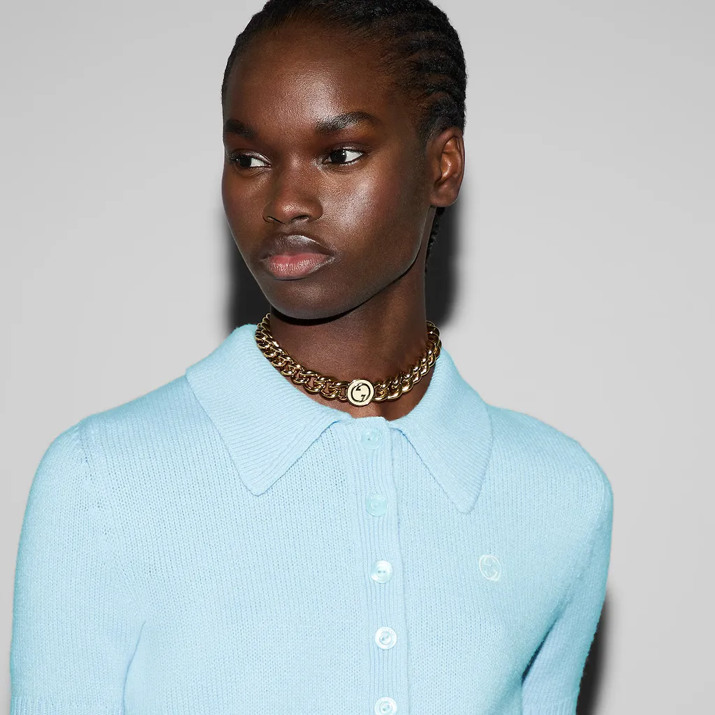 Wool Cashmere Polo Top