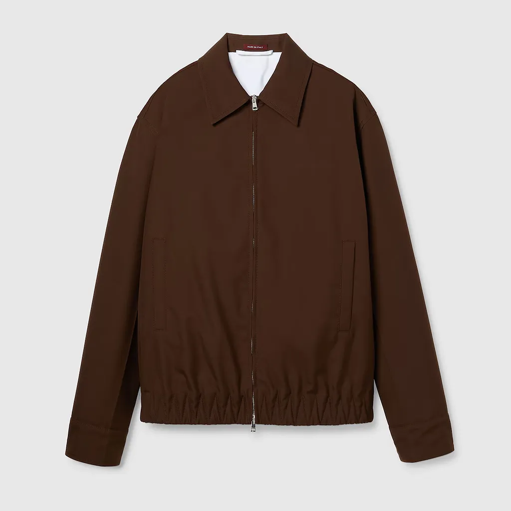 Embossed Wool Twill Zip Jacket