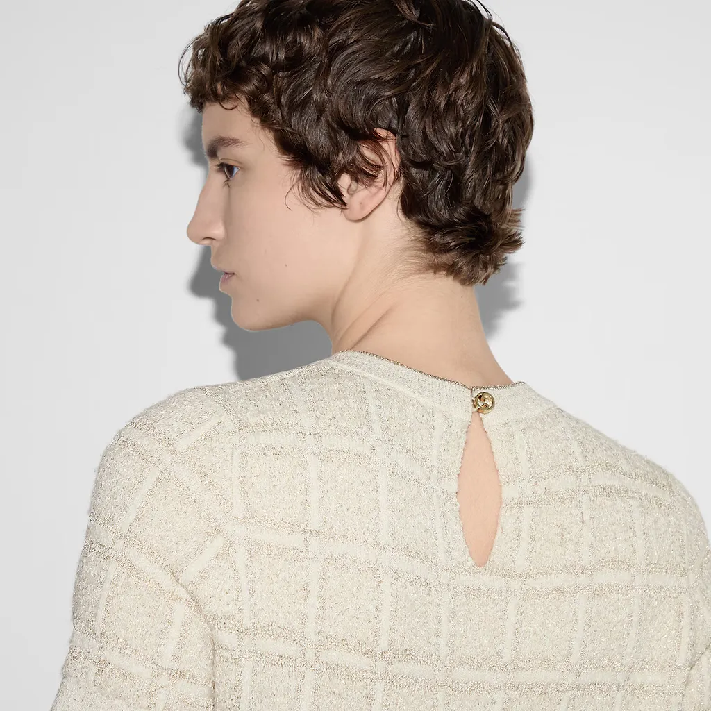 Wool And Lamé Check Jacquard Top