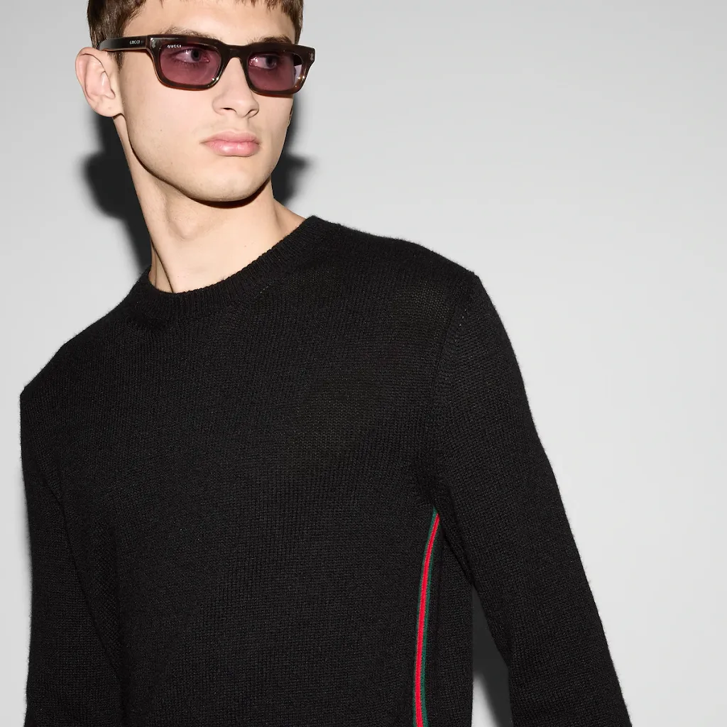 Cashmere Sweater With Web Intarsia