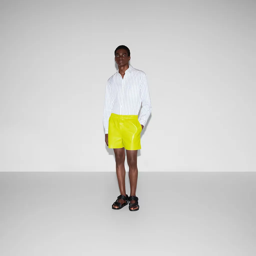 Embossed Leather And Knit Shorts