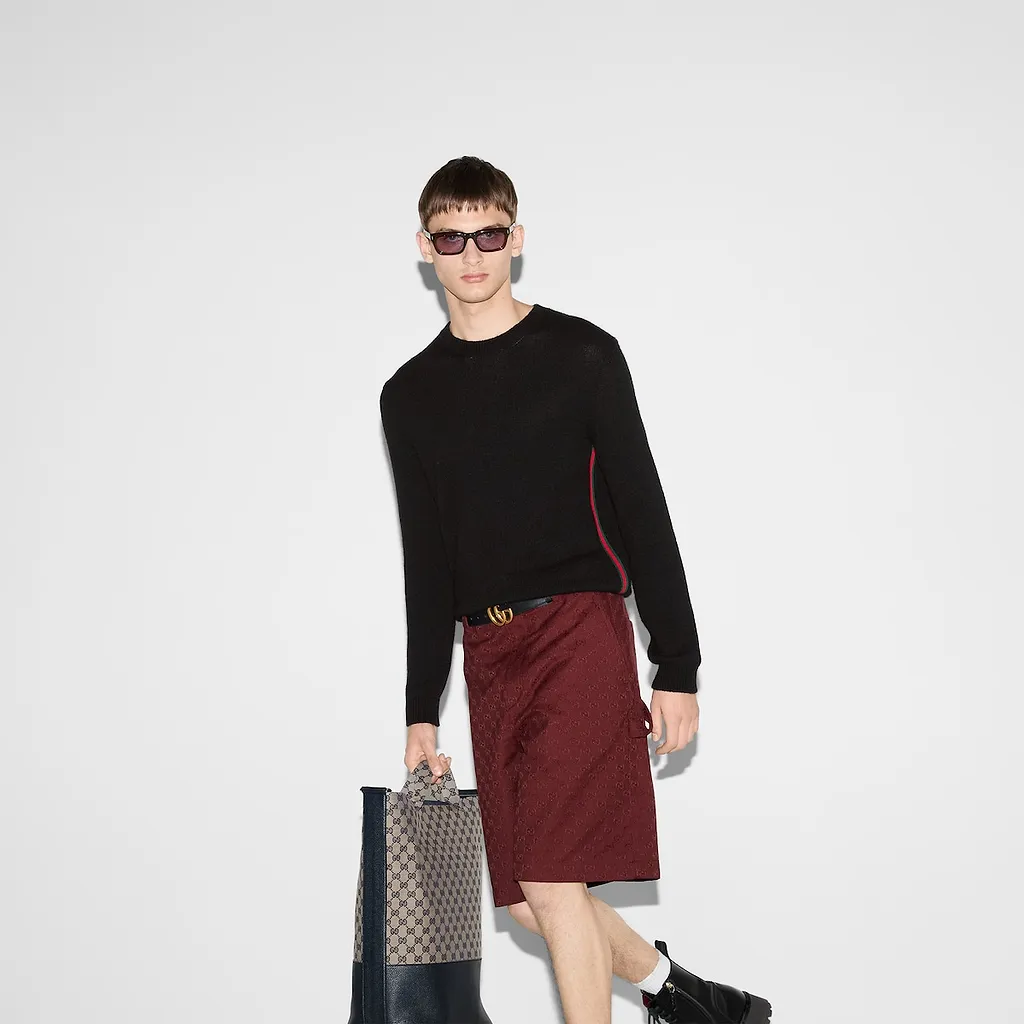 Cashmere Sweater With Web Intarsia