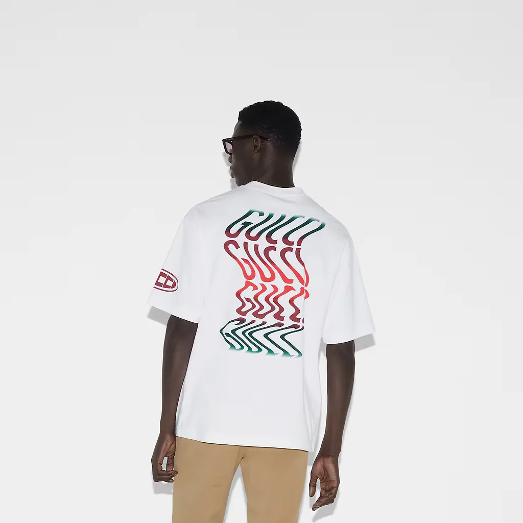 Cotton Jersey T-Shirt With Gucci Print