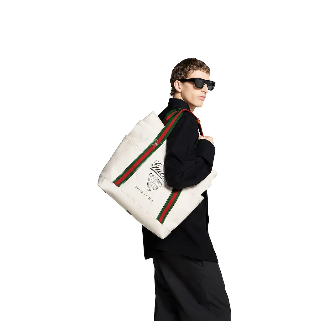 Printed Canvas Large Tote Bag