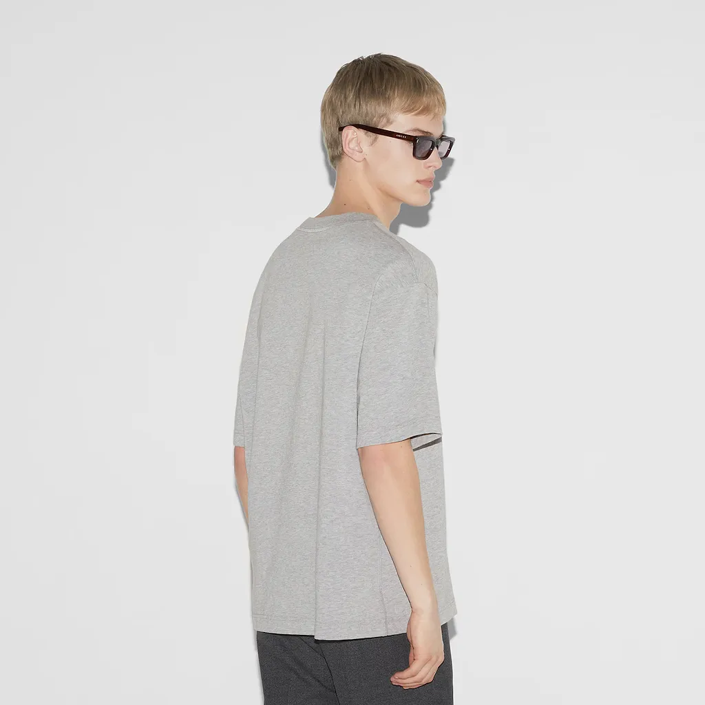 Cotton Jersey T-Shirt With Gucci Print