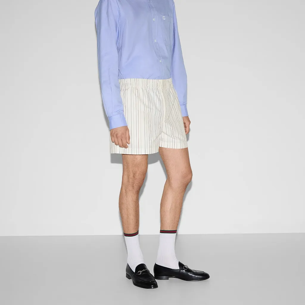 Striped Cotton Poplin Shorts