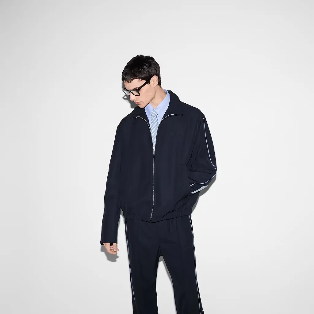 Embroidered Wool Twill Jacket