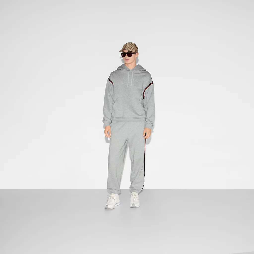 Cotton Jersey Hooded Sweatshirt With Web