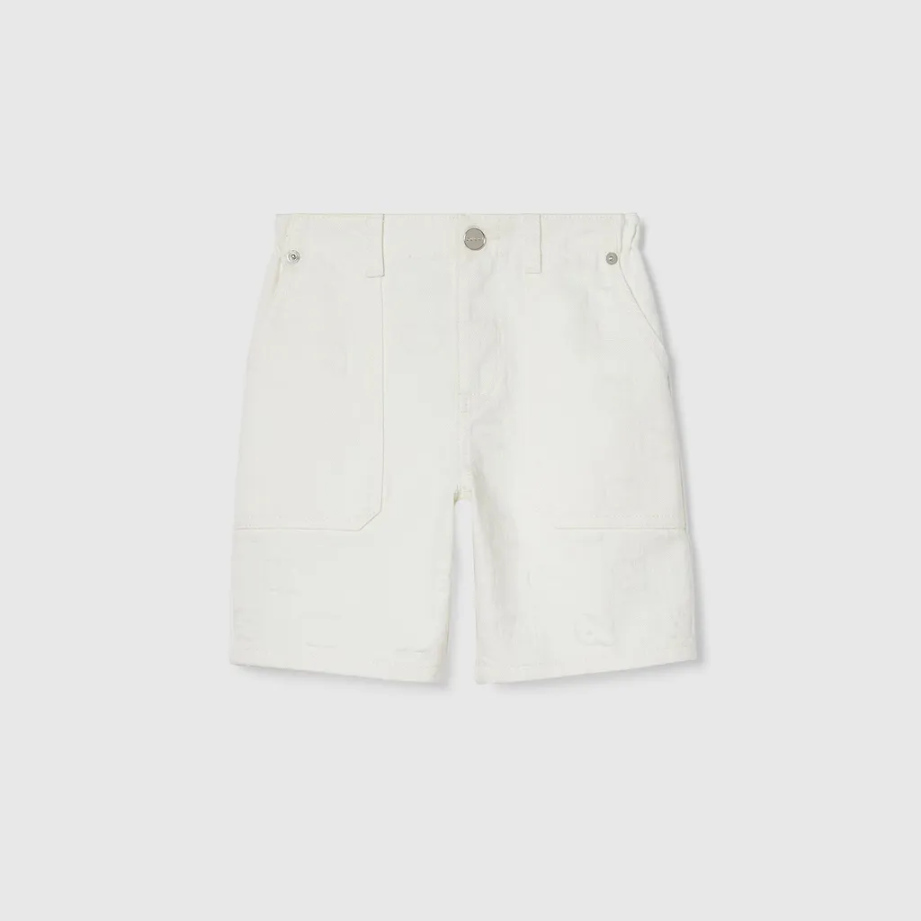 Children's Gg Denim Shorts With Web