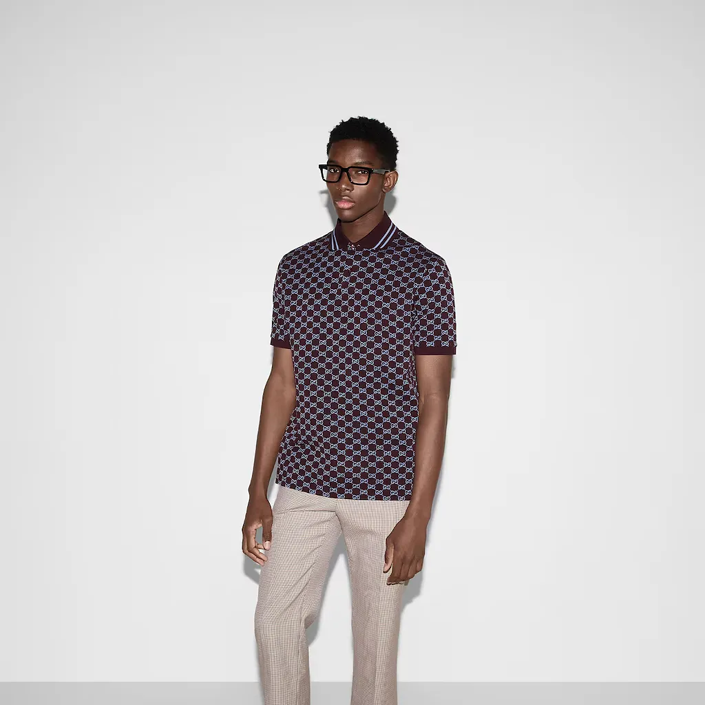 Gg Cotton Piquet Jacquard Polo Shirt