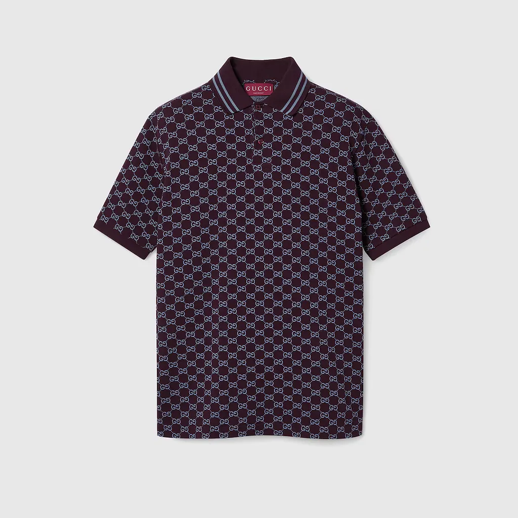 Gg Cotton Piquet Jacquard Polo Shirt