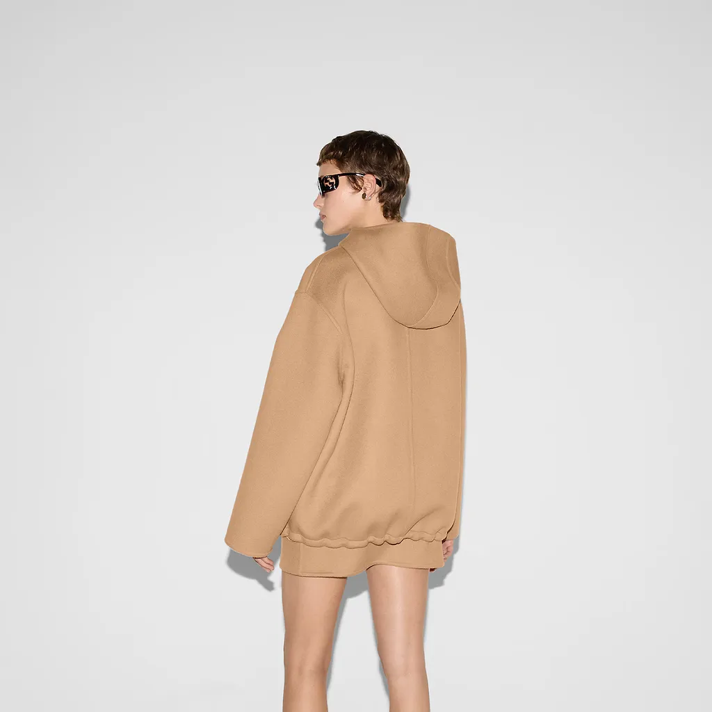 Embroidered Wool And Silk Hooded Jacket