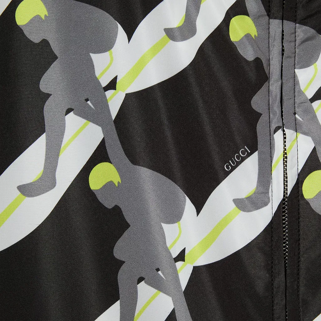 Printed Technical Poplin Zip Jacket