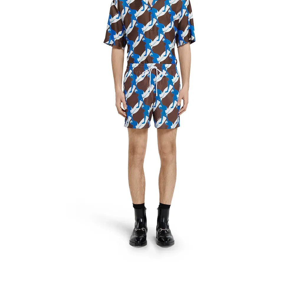 Printed Technical Poplin Swim Short