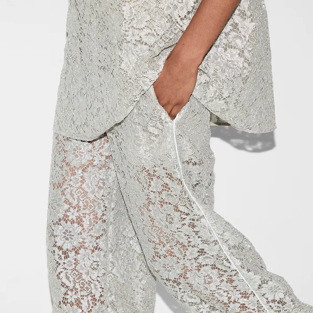 Floral Lace Lamé Trouser