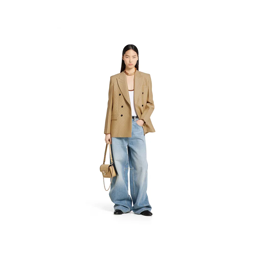 Gg Silk Wool CrÊPe Jacquard Jacket